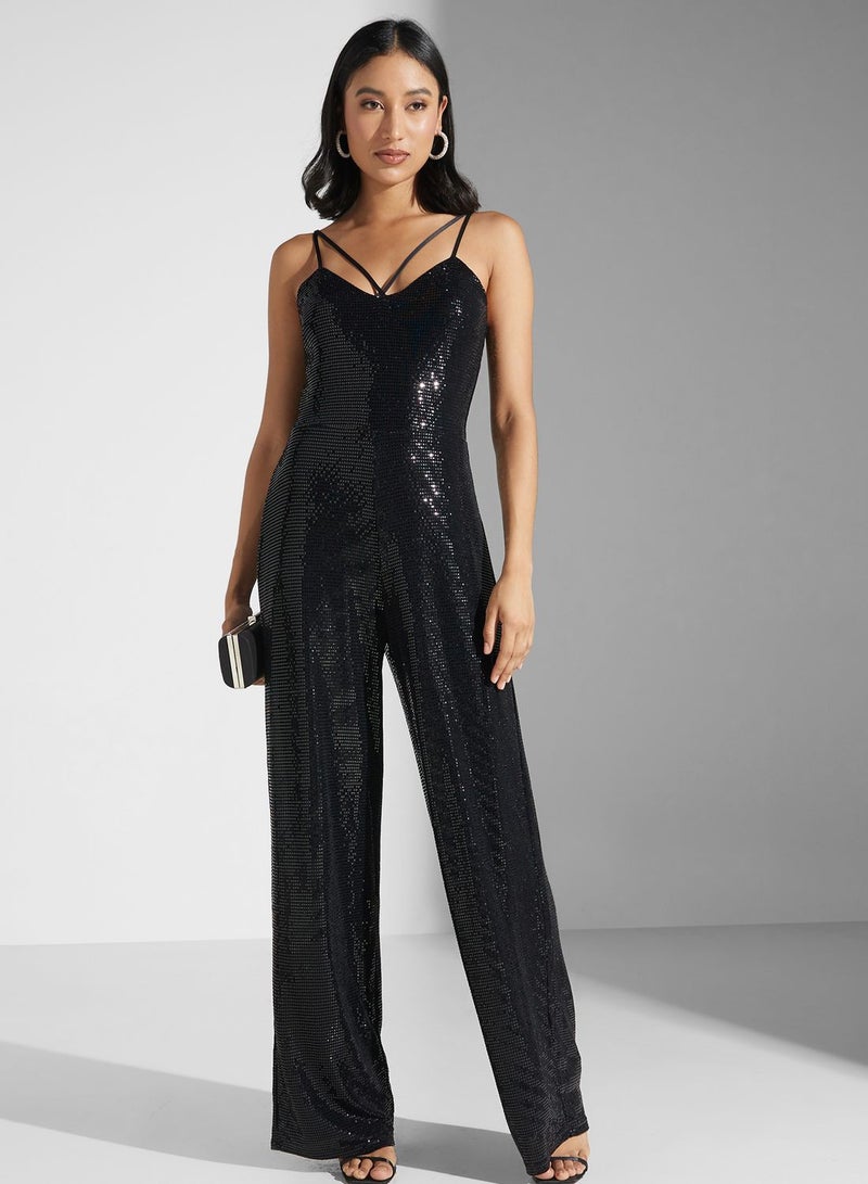 Strap Detail Knitted Jumpsuit