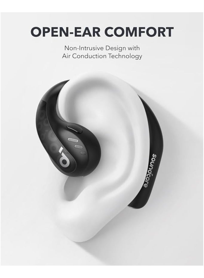 AeroFit Pro Open-Ear Headphones, Ultra Comfort, Secure Fit, Ergonomic Design, Rich Sound with LDAC, Bluetooth 5.3, IPX5 Water-Resistant, 46H Playtime Black