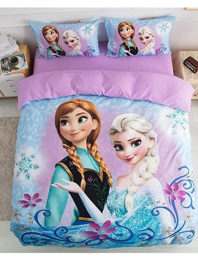 3 Piece Kids Bedding Printed Girls Luxury Printed Duvet Cover Comforter Set Cotton Multicolour 150x200cm