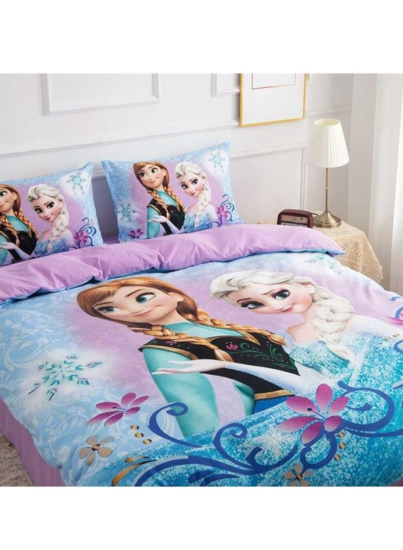 3 Piece Kids Bedding Printed Girls Luxury Printed Duvet Cover Comforter Set Cotton Multicolour 150x200cm