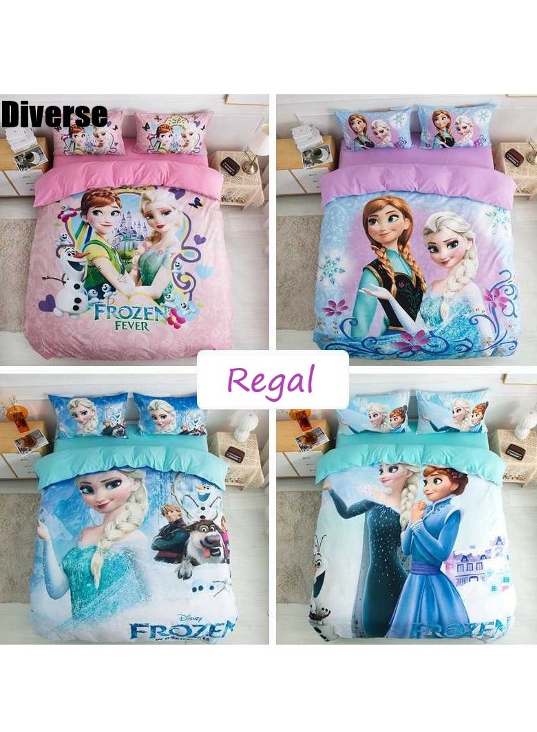 3 Piece Kids Bedding Printed Girls Luxury Printed Duvet Cover Comforter Set Cotton Multicolour 150x200cm