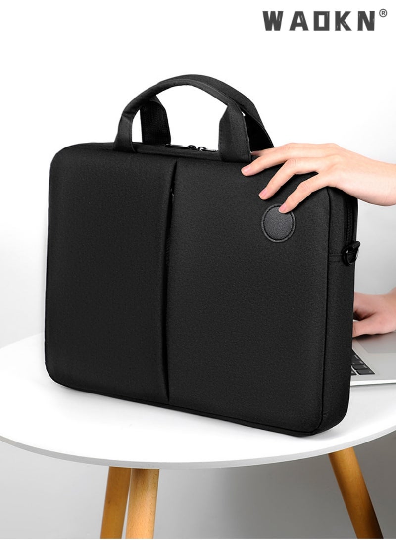 15.6 Inch Laptop Bag Lightweight PU Computer Bag Travel Business Briefcase Water Resistance Shoulder Messenger Bag Shoulder Bag with Strap for Men and Women Work Office