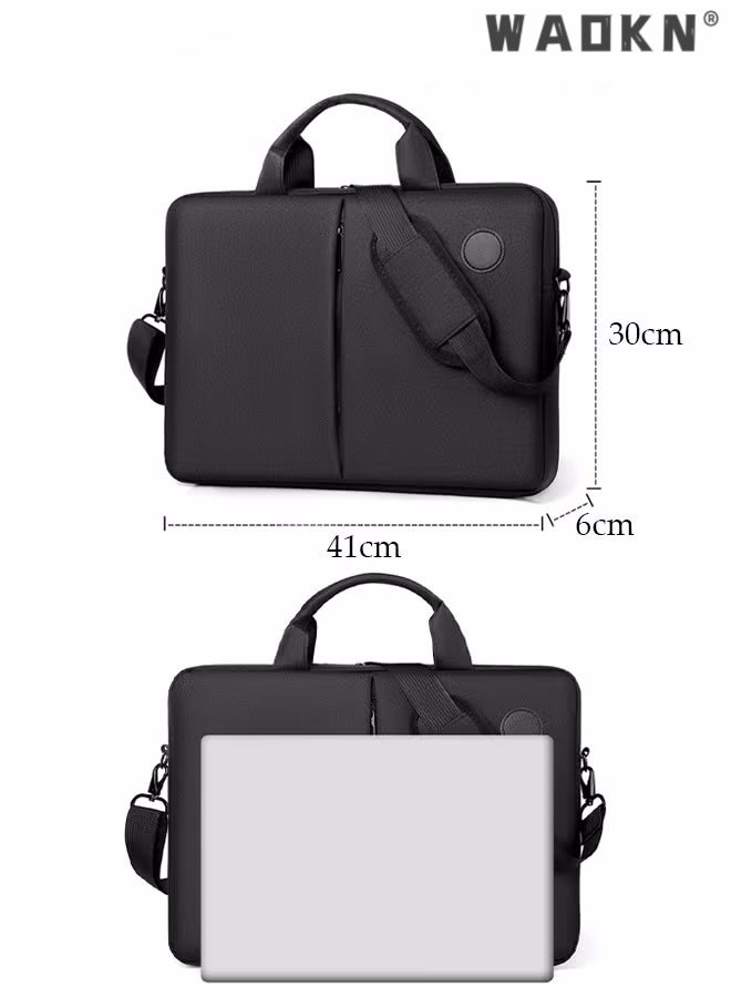 15.6 Inch Laptop Bag Lightweight PU Computer Bag Travel Business Briefcase Water Resistance Shoulder Messenger Bag Shoulder Bag with Strap for Men and Women Work Office