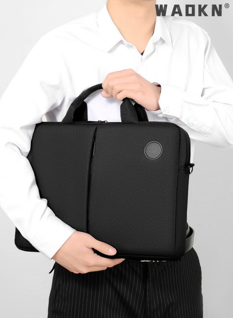 15.6 Inch Laptop Bag Lightweight PU Computer Bag Travel Business Briefcase Water Resistance Shoulder Messenger Bag Shoulder Bag with Strap for Men and Women Work Office