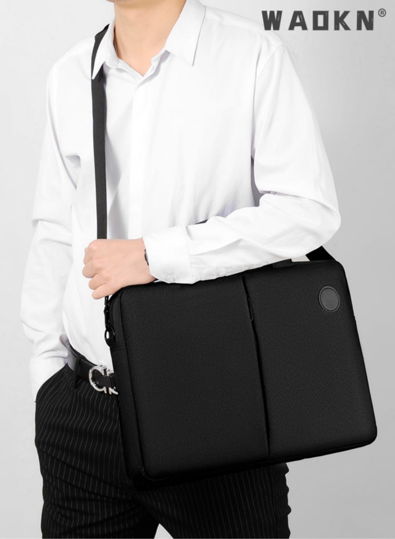 15.6 Inch Laptop Bag Lightweight PU Computer Bag Travel Business Briefcase Water Resistance Shoulder Messenger Bag Shoulder Bag with Strap for Men and Women Work Office