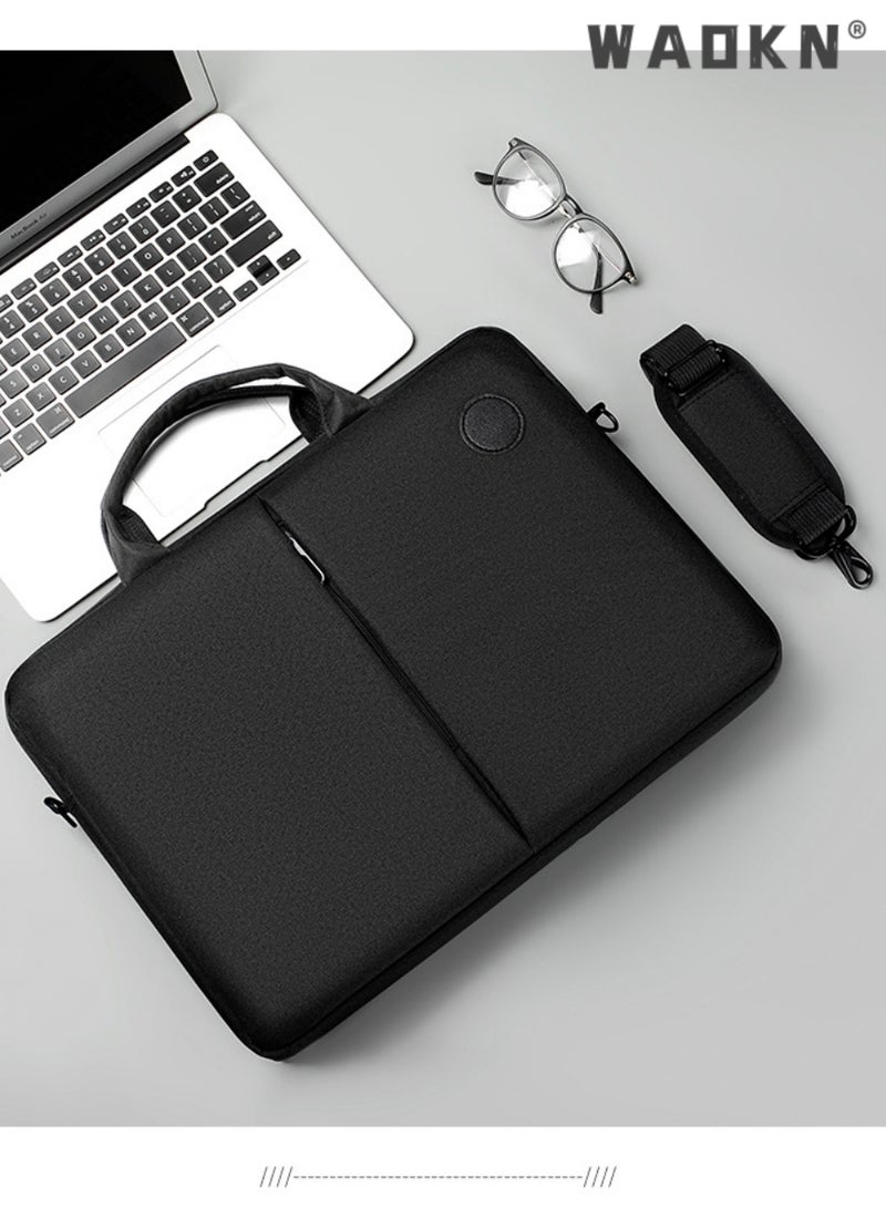 15.6 Inch Laptop Bag Lightweight PU Computer Bag Travel Business Briefcase Water Resistance Shoulder Messenger Bag Shoulder Bag with Strap for Men and Women Work Office