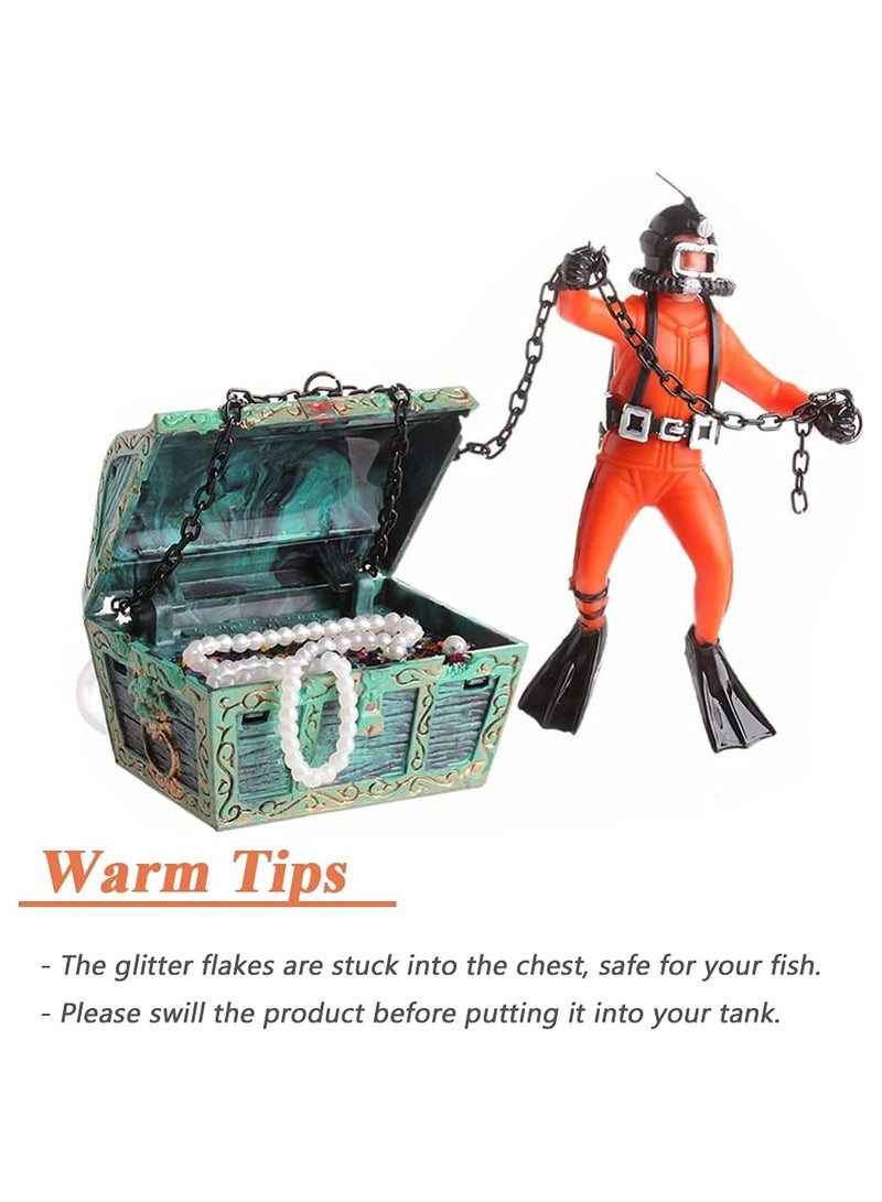 Aquarium Decoration, Floating Diver Ornament Fish Tank Landscape Micro Aquatic Decor Nautical Fish Tank Decor Submarine Adventure Ornament Sea Treasure Decor for Home Fish Tank Arts Crafts Decorating