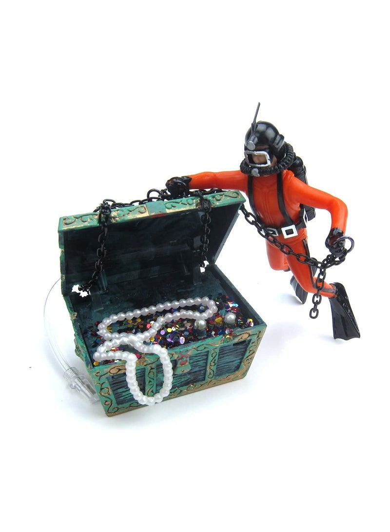 Aquarium Decoration, Floating Diver Ornament Fish Tank Landscape Micro Aquatic Decor Nautical Fish Tank Decor Submarine Adventure Ornament Sea Treasure Decor for Home Fish Tank Arts Crafts Decorating