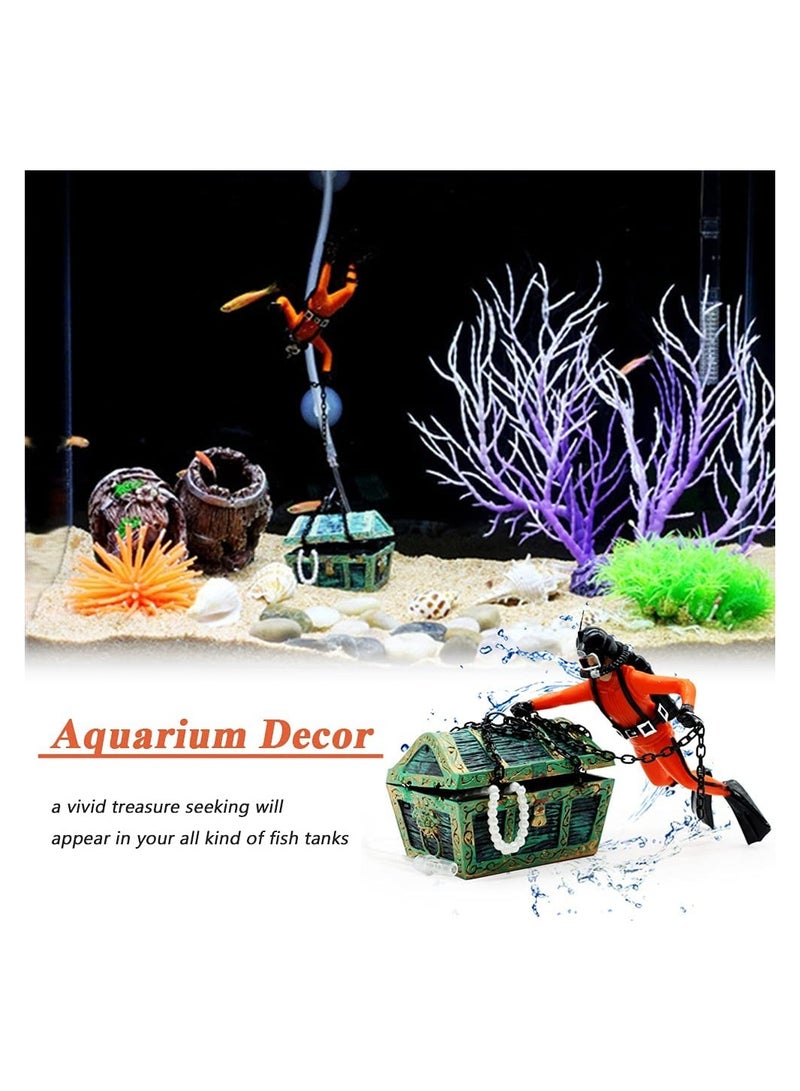 Aquarium Decoration, Floating Diver Ornament Fish Tank Landscape Micro Aquatic Decor Nautical Fish Tank Decor Submarine Adventure Ornament Sea Treasure Decor for Home Fish Tank Arts Crafts Decorating