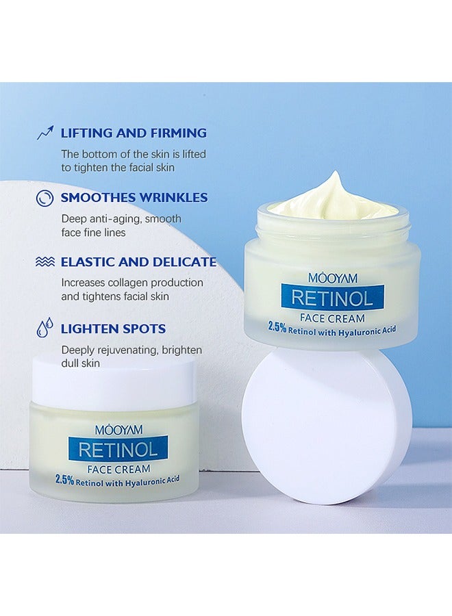 Retinol Face Cream, Ant-Aging Wrinkle Firming Cream, Retinol Firming and  Hyaluronic Acid Revitalizing Cream 50g