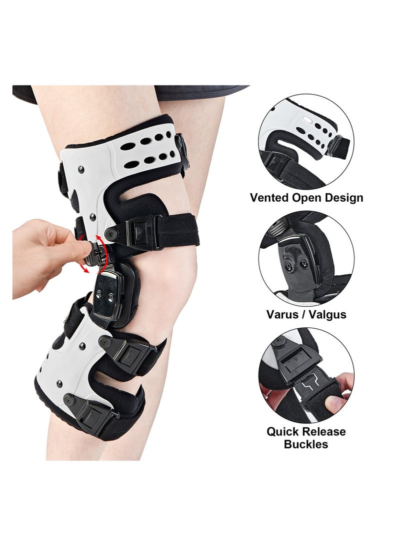 OA Unloader Knee Brace, Osteoarthritis Adjustable ROM Stabilizing Protection, Knee Brace for Osteoarthritis, Arthritis Pain, Cartilage Repair, Bone on Bone Knee Joint Pain (Right White)