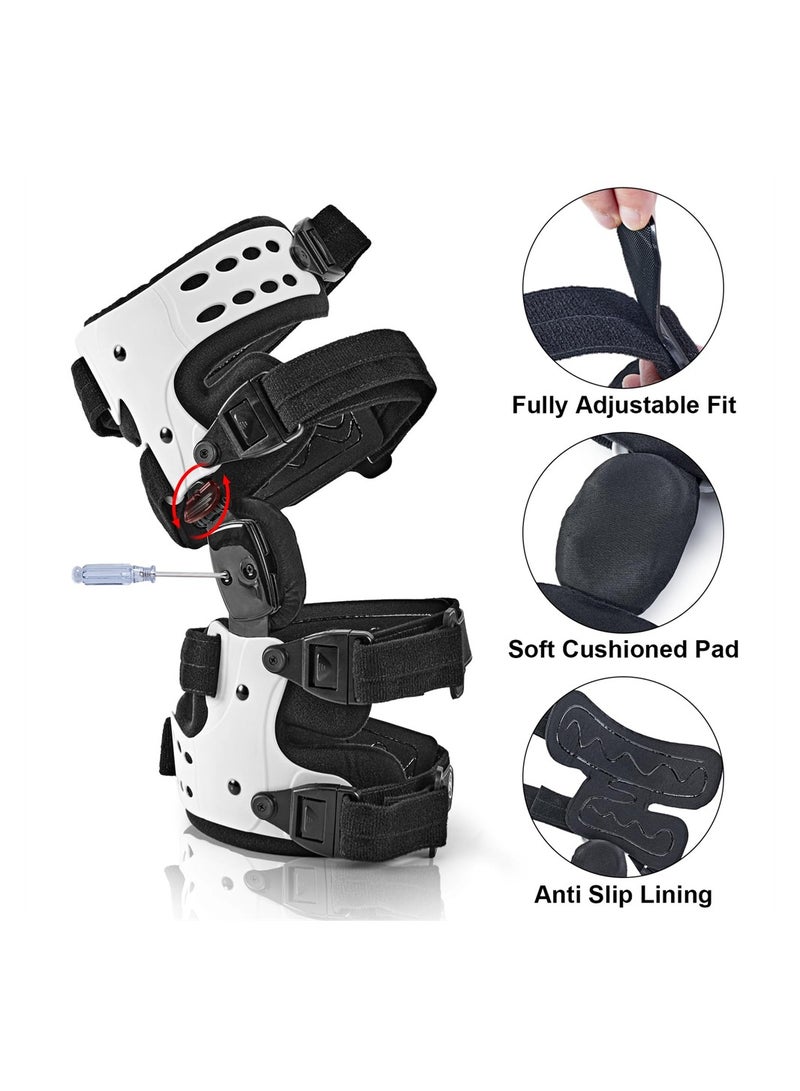 OA Unloader Knee Brace, Osteoarthritis Adjustable ROM Stabilizing Protection, Knee Brace for Osteoarthritis, Arthritis Pain, Cartilage Repair, Bone on Bone Knee Joint Pain (Right White)