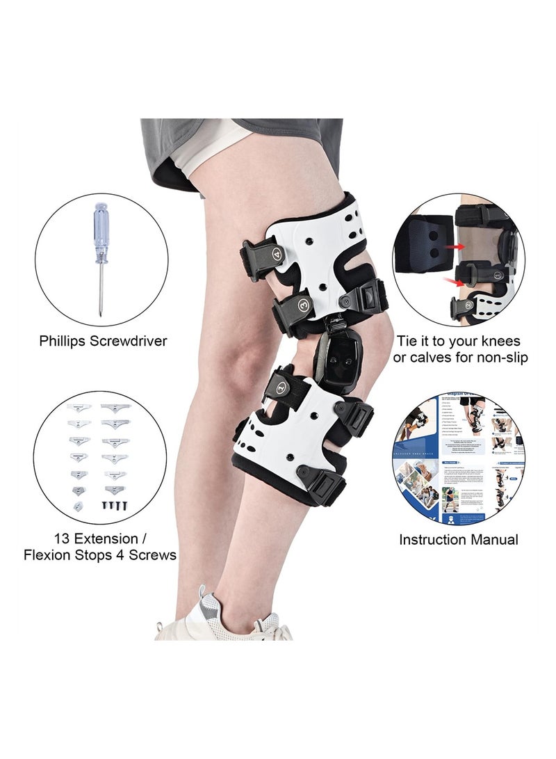 OA Unloader Knee Brace, Osteoarthritis Adjustable ROM Stabilizing Protection, Knee Brace for Osteoarthritis, Arthritis Pain, Cartilage Repair, Bone on Bone Knee Joint Pain (Right White)