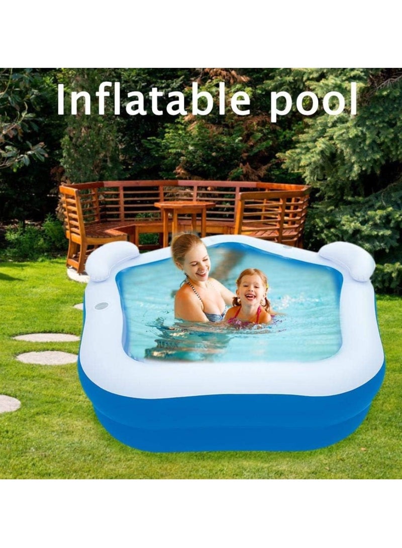 Inflatable Pool With 2 Seats Headrest Cup Holder Family Paddling Pool Swimming Pool Bath Tub For Kids Toddlers Adults