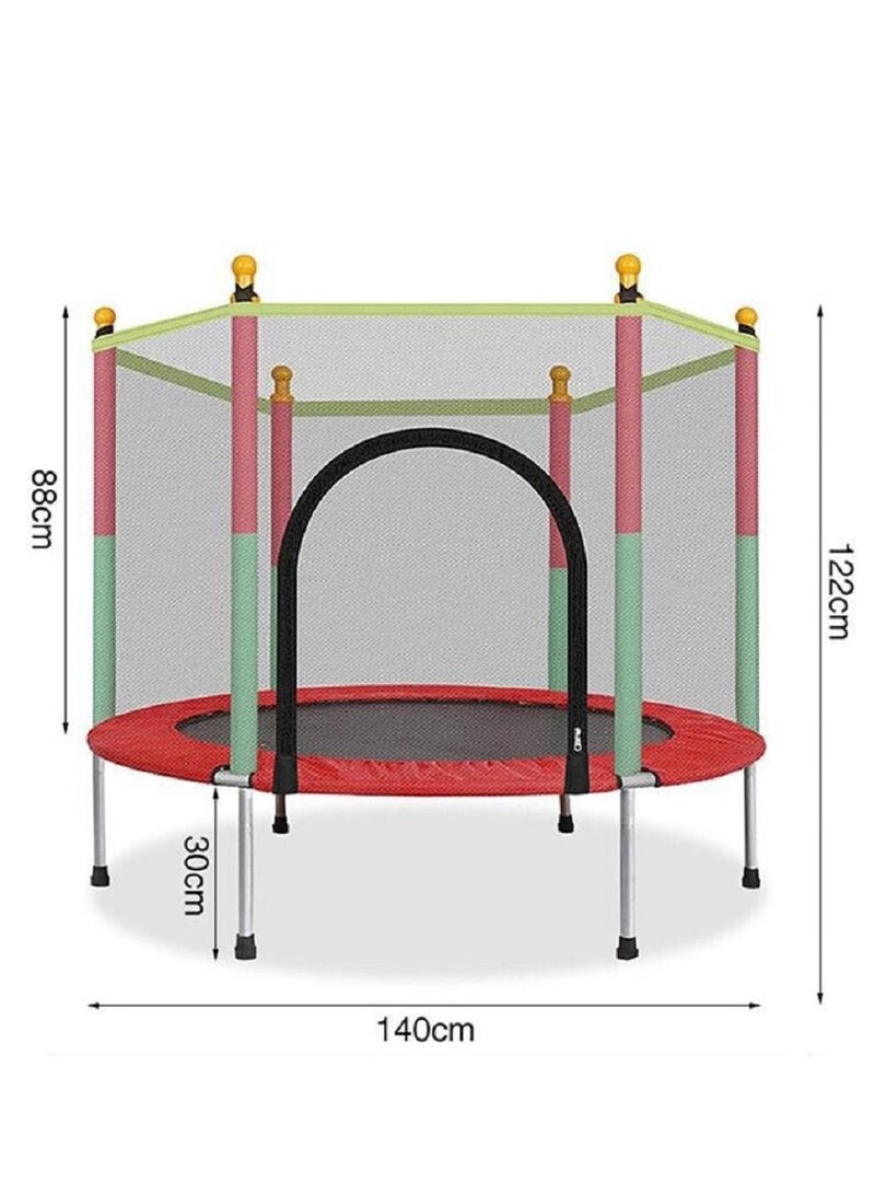 Safe and Fun Children's Trampoline Indoor and Outdoor Exercise Toy with Protective Fence, Jumping Bed, and Safety Net Pad for Kids' Fitness and Playtime