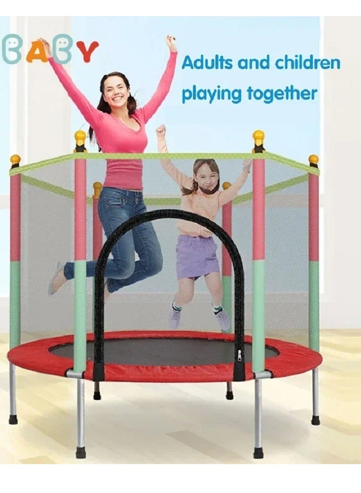 Safe and Fun Children's Trampoline Indoor and Outdoor Exercise Toy with Protective Fence, Jumping Bed, and Safety Net Pad for Kids' Fitness and Playtime