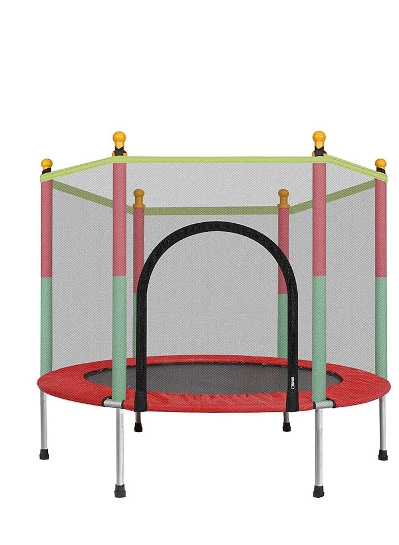Safe and Fun Children's Trampoline Indoor and Outdoor Exercise Toy with Protective Fence, Jumping Bed, and Safety Net Pad for Kids' Fitness and Playtime