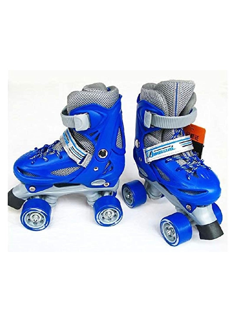 Roller Skates Adjustable Size 30-34 , 34-38, Double Row 4 Wheel Skates for Children Skates for Boys And Girls Including Full Protective Gear Set BLUE color