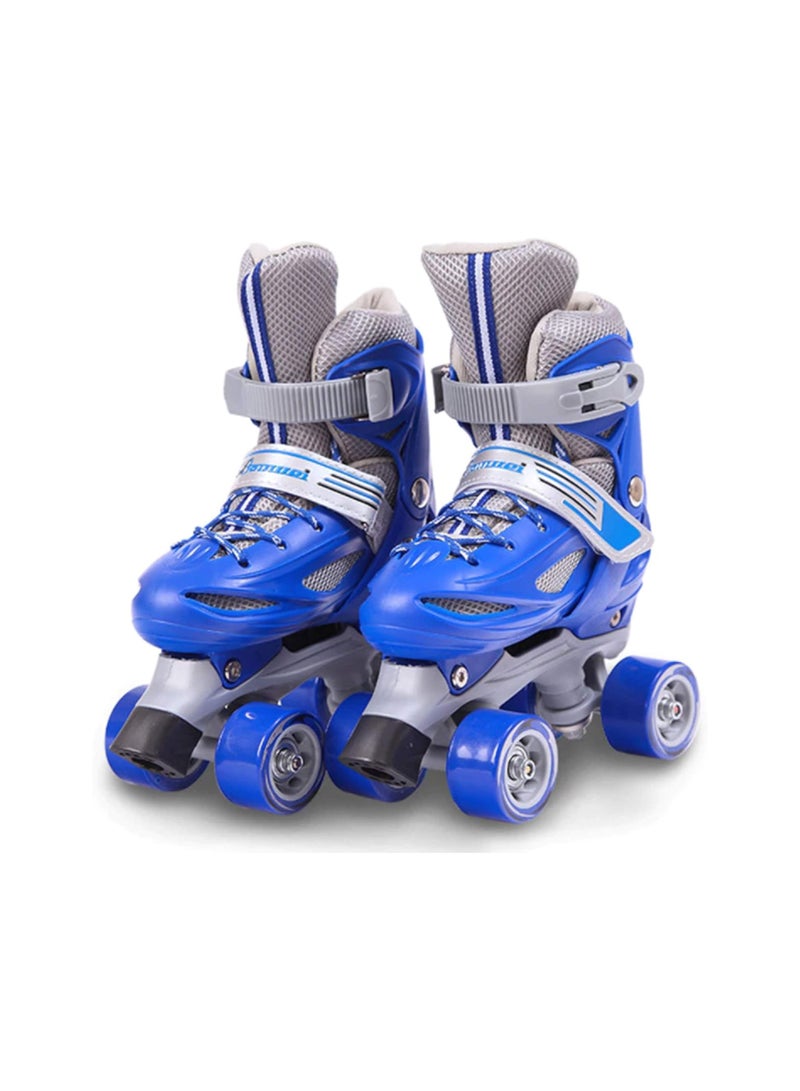 Roller Skates Adjustable Size 30-34 , 34-38, Double Row 4 Wheel Skates for Children Skates for Boys And Girls Including Full Protective Gear Set BLUE color