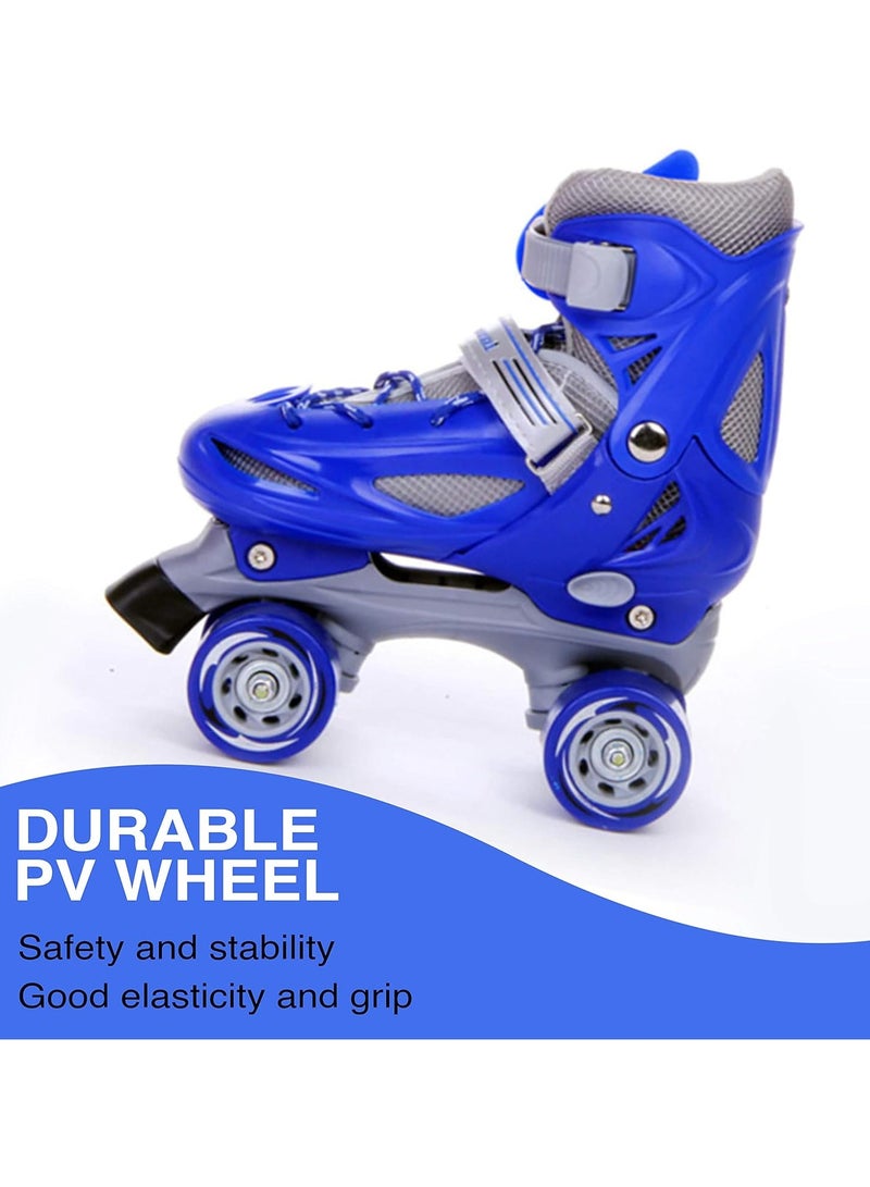 Roller Skates Adjustable Size 30-34 , 34-38, Double Row 4 Wheel Skates for Children Skates for Boys And Girls Including Full Protective Gear Set BLUE color