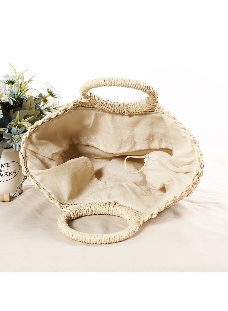 New Minimalist Style Hand-Held Semi-Circular Grass Woven Bag