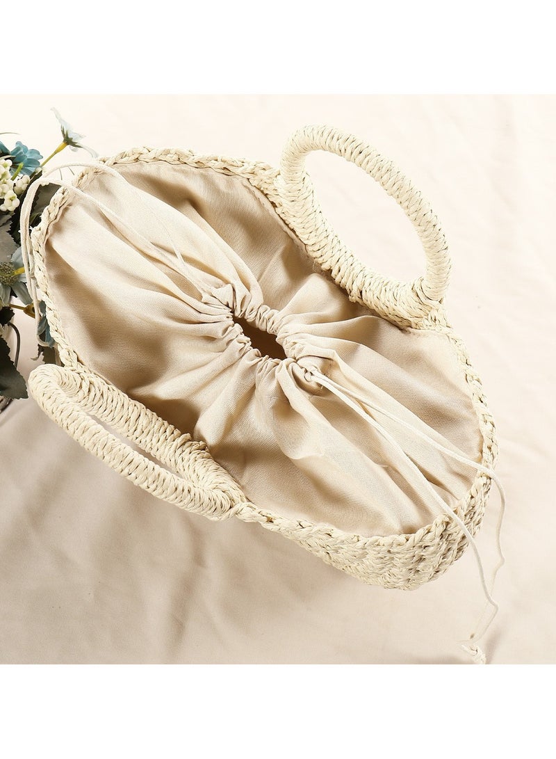 New Minimalist Style Hand-Held Semi-Circular Grass Woven Bag
