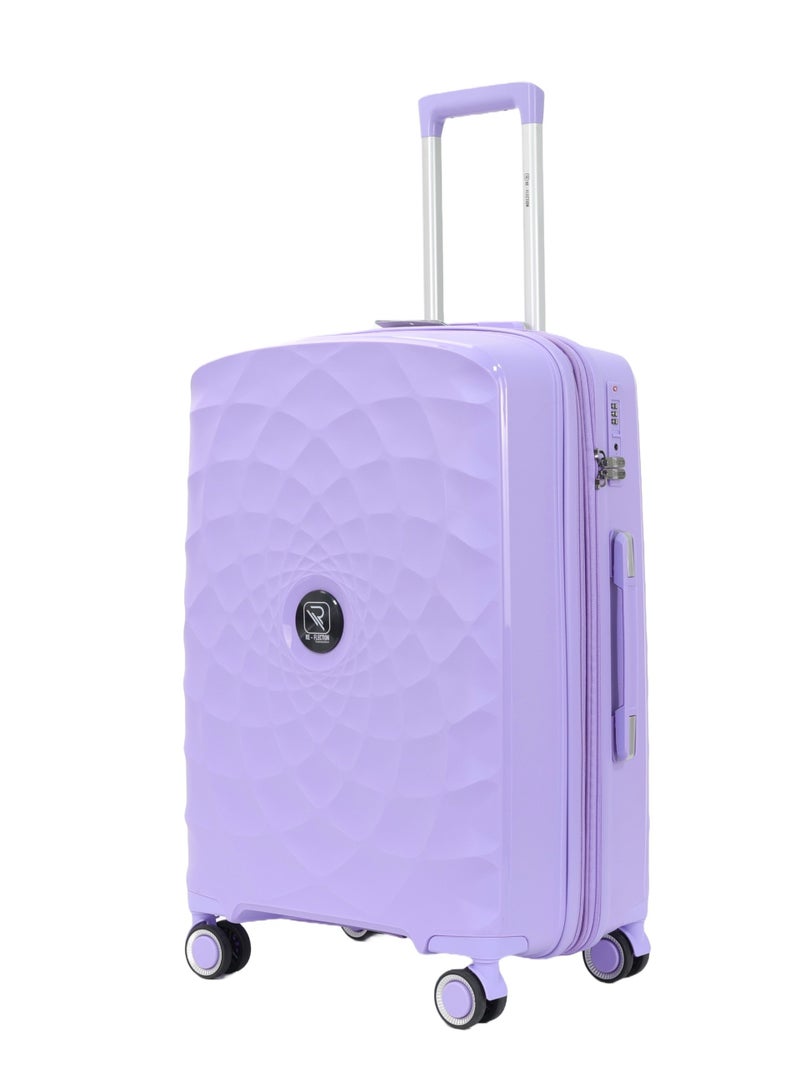 Paris 24 Inch Lilac Suitcase Luggage Trolley Bag  with Durable and Lightweight PP Hardshell 3 Level Telescopic Handle 4 Quiet 360° Wheels and TSA Lock