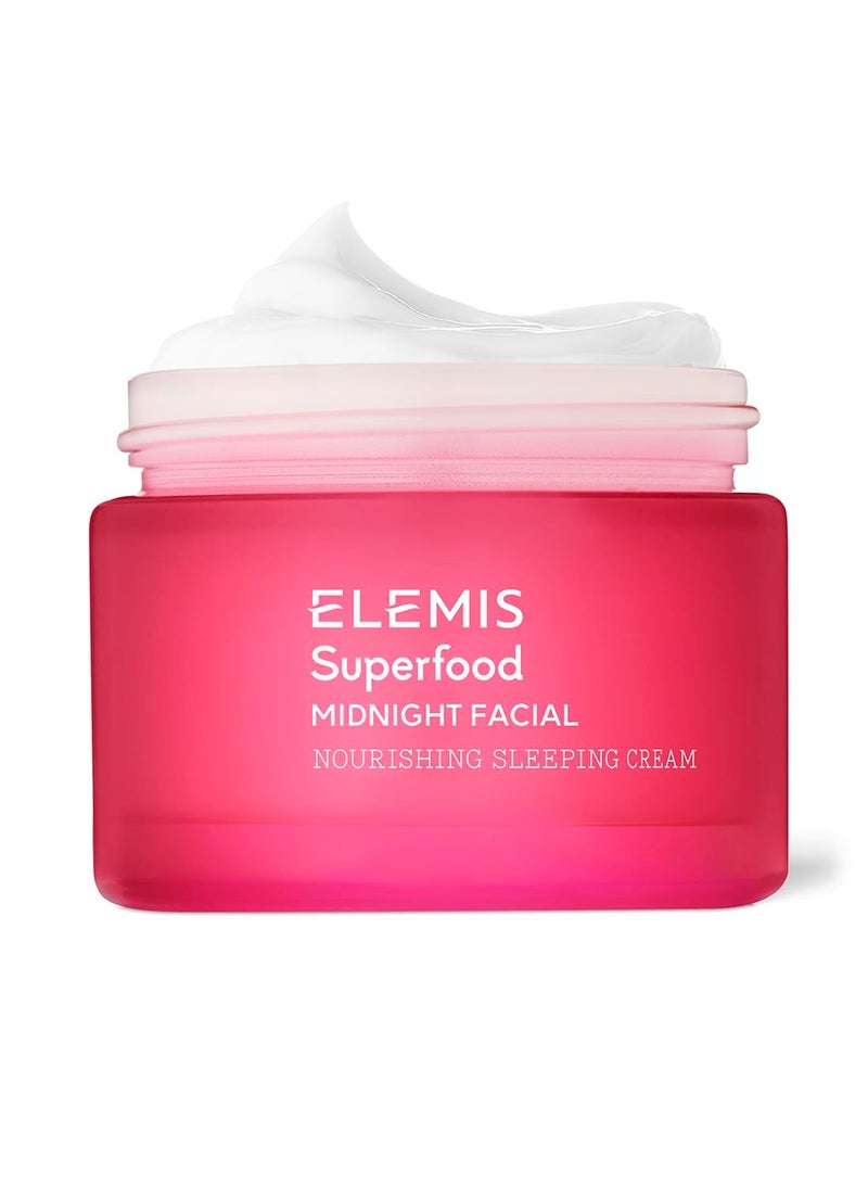 ELEMIS Superfood Midnight Facial, Prebiotic Sleeping Night Cream Nourishes, Moisturizes, Replenishes and Revives Dry Skin Overnight, 50 mL, 1.6 oz.