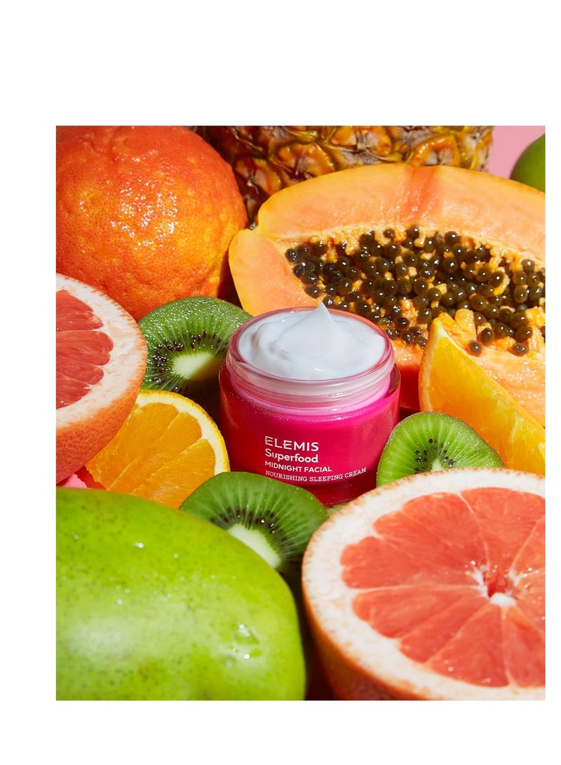 ELEMIS Superfood Midnight Facial, Prebiotic Sleeping Night Cream Nourishes, Moisturizes, Replenishes and Revives Dry Skin Overnight, 50 mL, 1.6 oz.