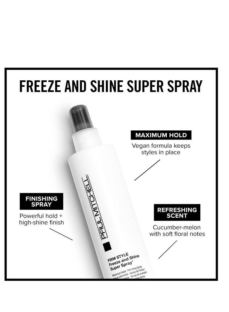 Paul Mitchell Freeze and Shine Super Hairspray, Maximum Hold, Shiny Finish Hairspray, For Coarse Hair