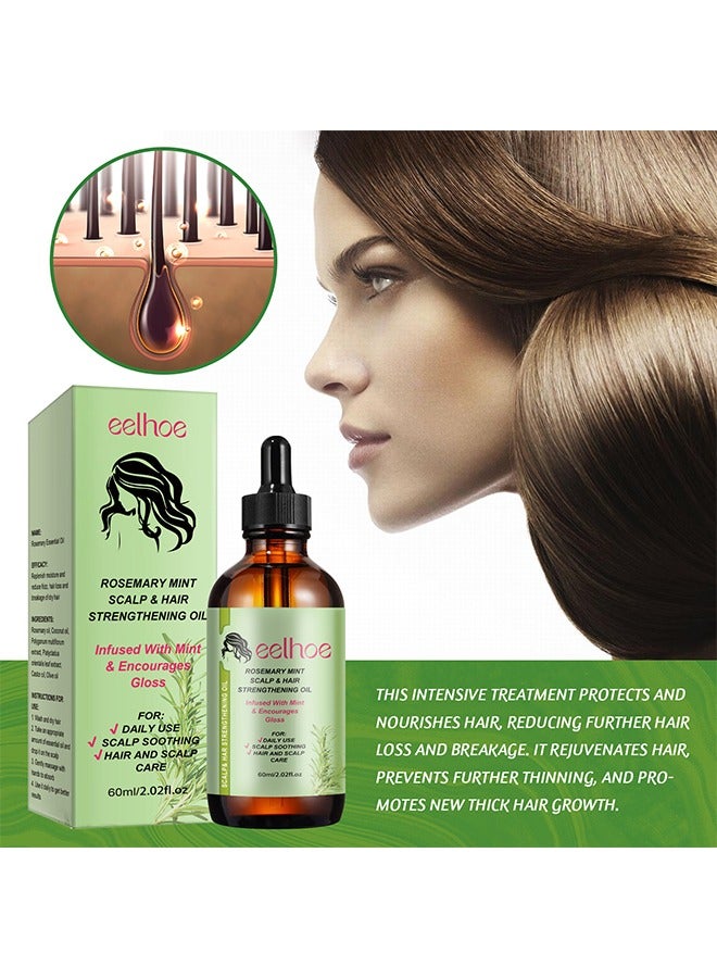 Rosemary Mint Scalp & Hairstrengthening Oil,Hair Care Essential Oil Wash Free,Thrive Growth Hair Oil 60ml