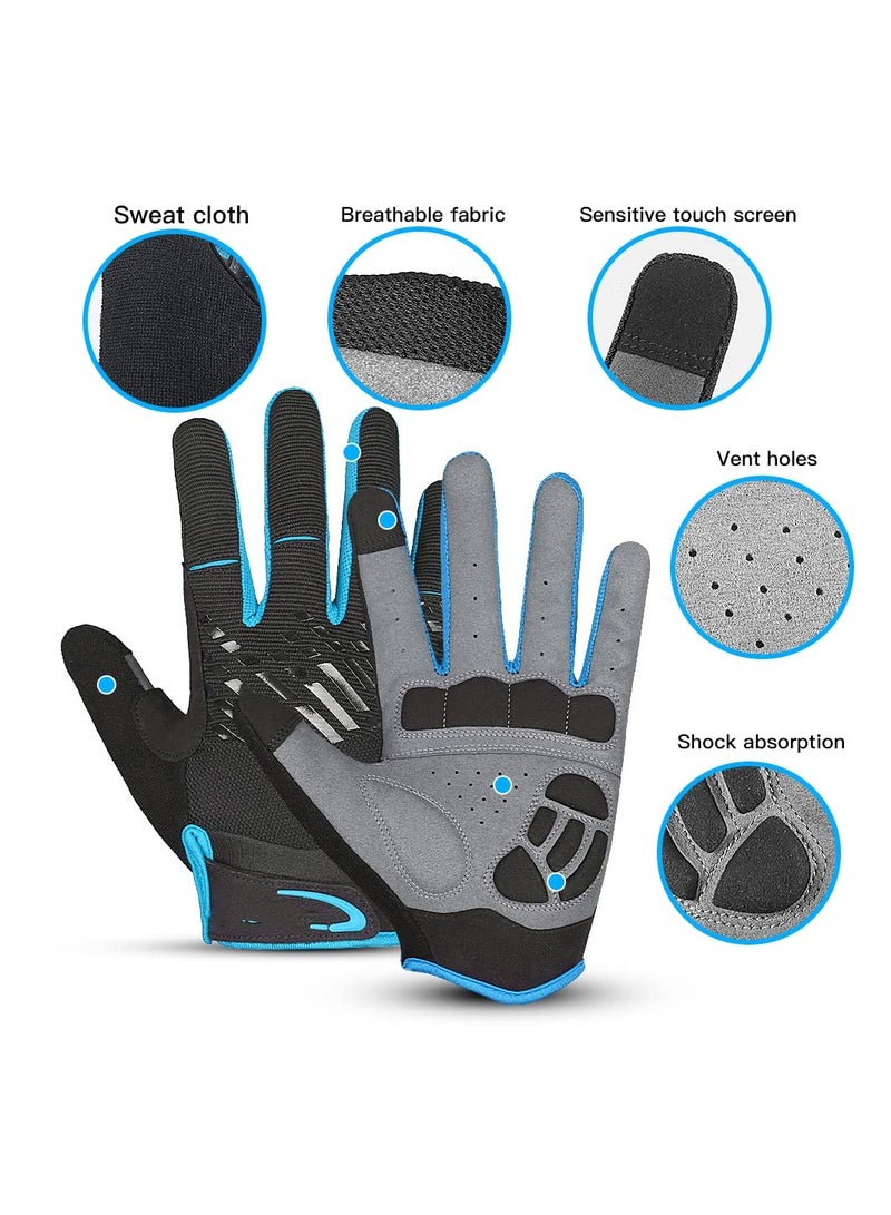 Cycling Gloves, Full Finger Mountain Bike Gloves, Winter Thermal Touch Screen Gloves, Breathable Touchscreen Biking Gloves for Men Women Camping, Cycling, Running