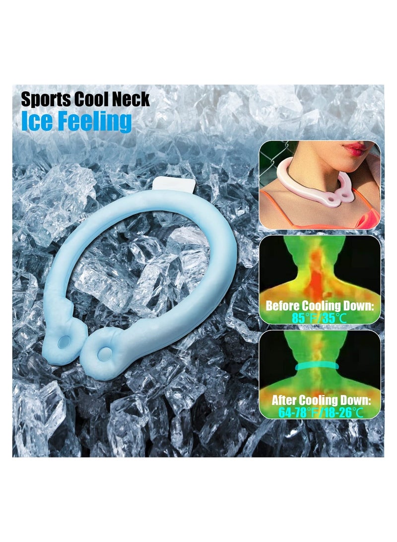 Neck Cooling Tube, Wearable Cooling Neck Wraps, Relief for Hot Flashes and Summer Heat, Ice Cooling Neck Tube for Outdoor Indoor Hot Flashes, Reusable Neck Cooler (Blue)