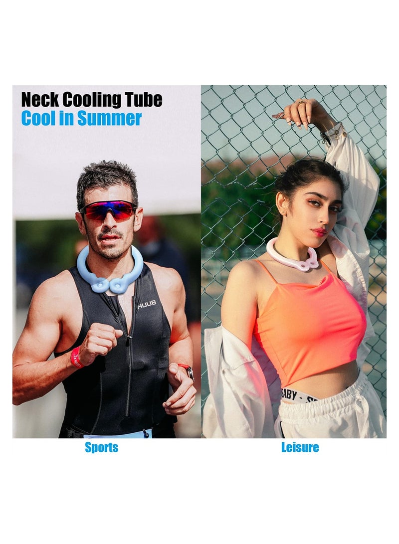 Neck Cooling Tube, Wearable Cooling Neck Wraps, Relief for Hot Flashes and Summer Heat, Ice Cooling Neck Tube for Outdoor Indoor Hot Flashes, Reusable Neck Cooler (Blue)