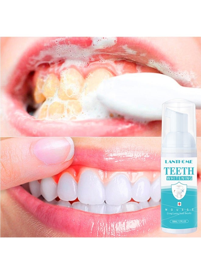 Teeth Whitening Mousse Long Lasting Fresh Breath,White Foam Teeth Whitening Mousse ，Stain Remover, Teeth Whitening Booster (50ml)