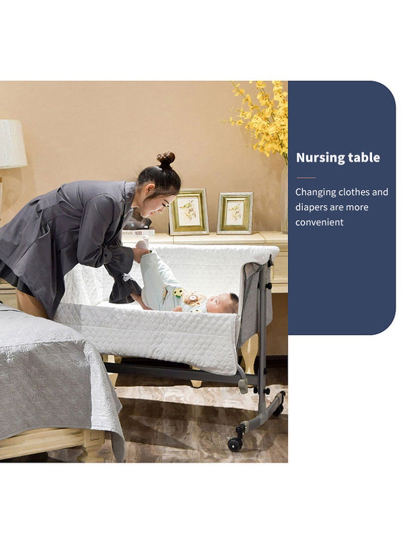 3-In-1 Multifunctional Portable Movable Folding Crib Baby Bassinet Sleeping Basket For Newborn - Grey