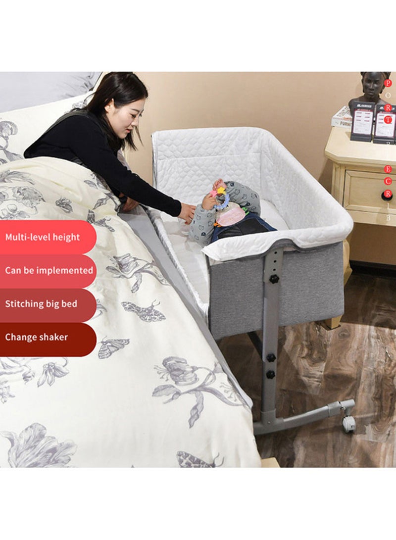 3-In-1 Multifunctional Portable Movable Folding Crib Baby Bassinet Sleeping Basket For Newborn - Grey