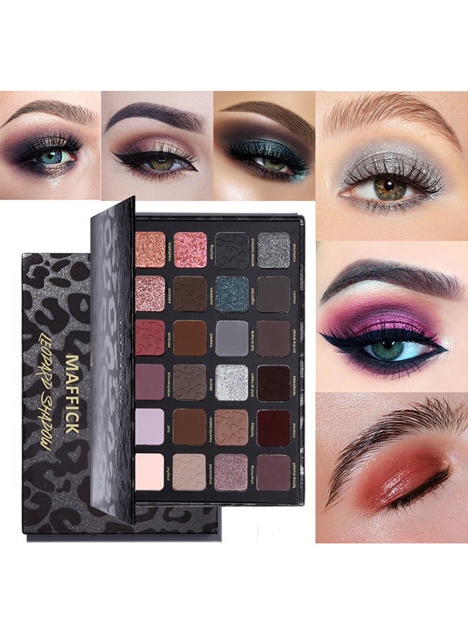 Eye Shadow,24-Color Leopard Eyeshadow Palette - Color Changing Pearl Light, Matte Finish, Long-lasting Makeup #02