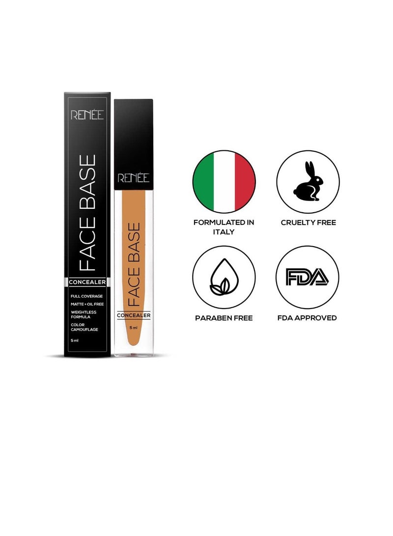 RENEE Face Base Liquid Concealer   Caramel  5ml   Enriched With Jojoba Weightless Long lasting  Full Coverage Finish with Easy Blend Formula