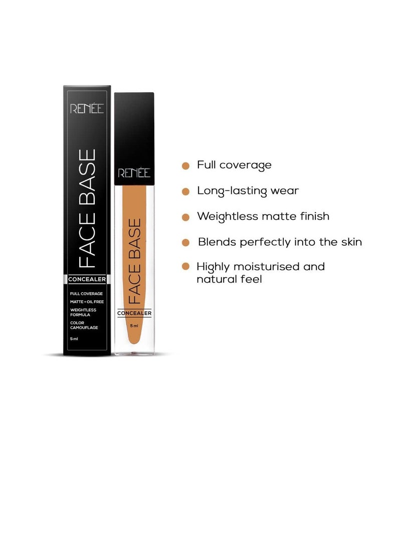 RENEE Face Base Liquid Concealer   Caramel  5ml   Enriched With Jojoba Weightless Long lasting  Full Coverage Finish with Easy Blend Formula