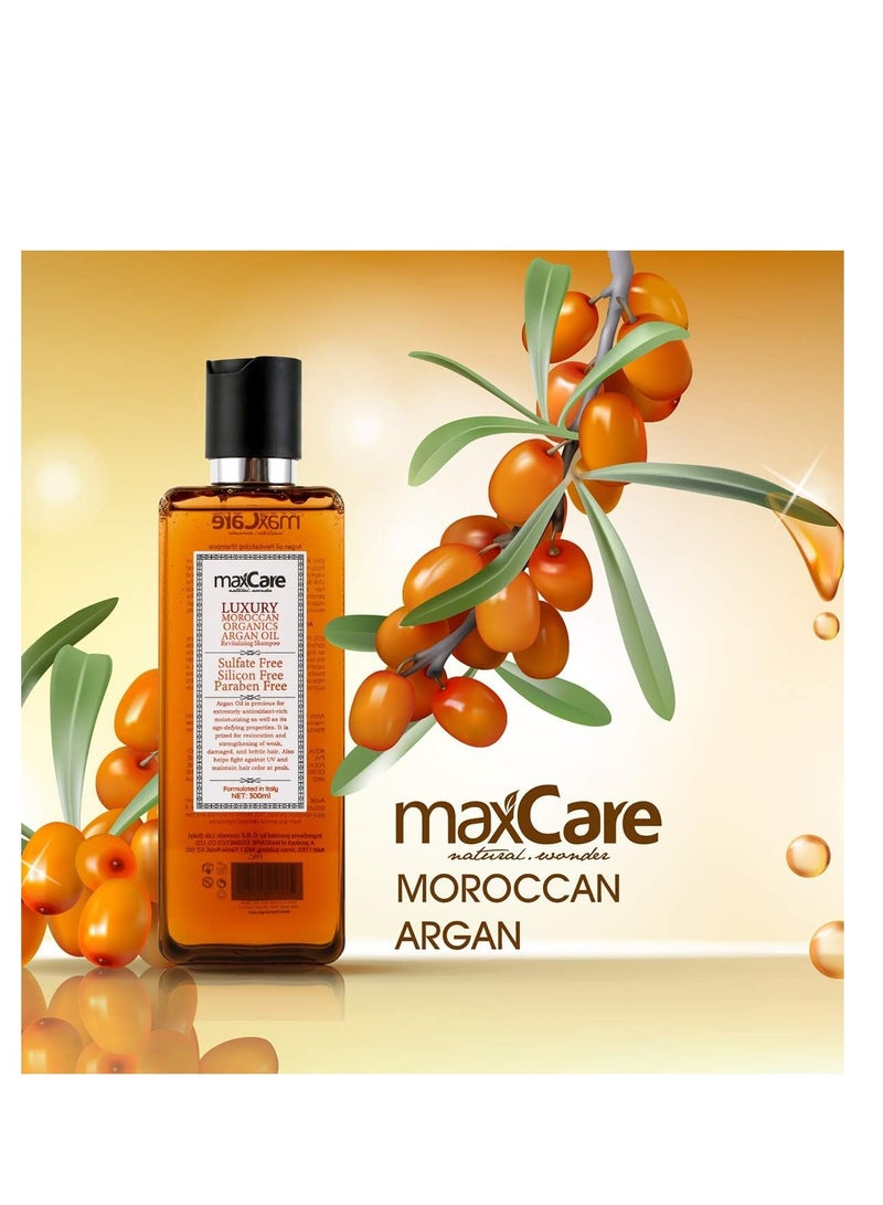 MaxCare Moroccan Organic Argan Oil Shampoo and Conditioner Set Sulfate Free,Paraben Free 300ml