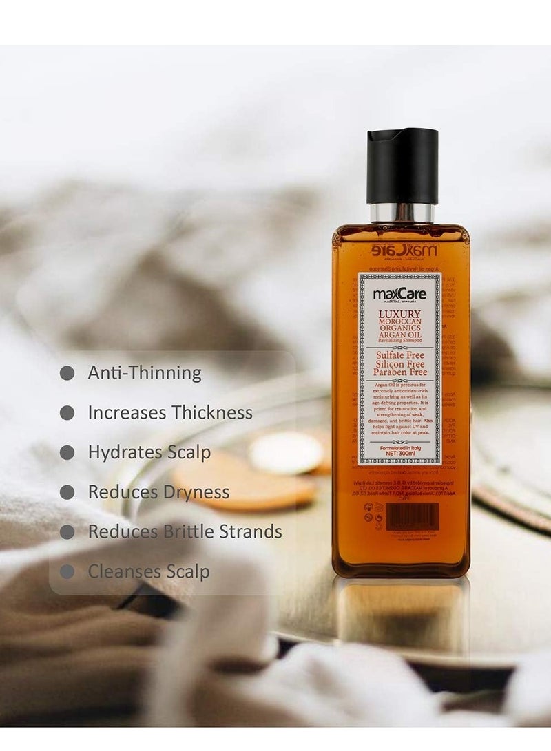 MaxCare Moroccan Organic Argan Oil Shampoo and Conditioner Set Sulfate Free,Paraben Free 300ml