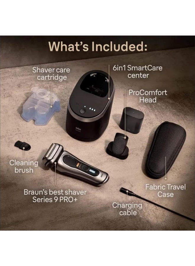 Series 9 Pro+ Electric Shaver, Wet And Dry With 6-In-1 Smartcare Center And Procomfort Head Silver