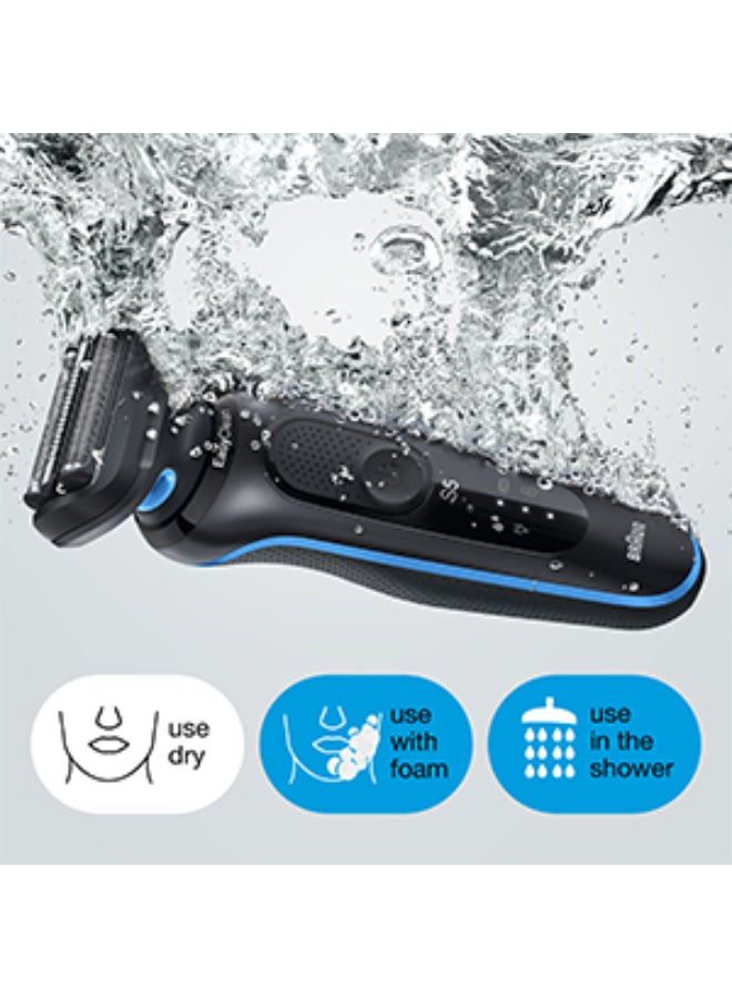 Series 5 Shaver, Easy To Shave, Wet And Dry Electric Shaver, Auto Sense Technology, 3 Flexible Blades Blue / Mint