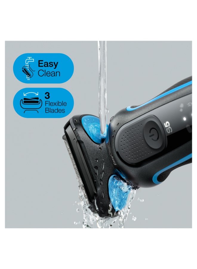 Series 5 Shaver, Easy To Shave, Wet And Dry Electric Shaver, Auto Sense Technology, 3 Flexible Blades Blue / Mint