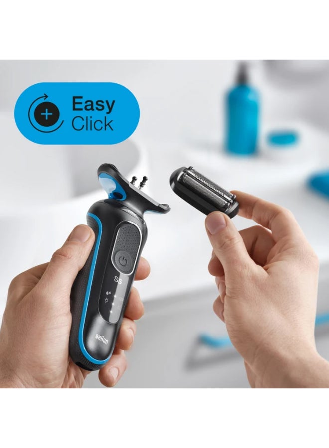 Series 5 Shaver, Easy To Shave, Wet And Dry Electric Shaver, Auto Sense Technology, 3 Flexible Blades Blue / Mint