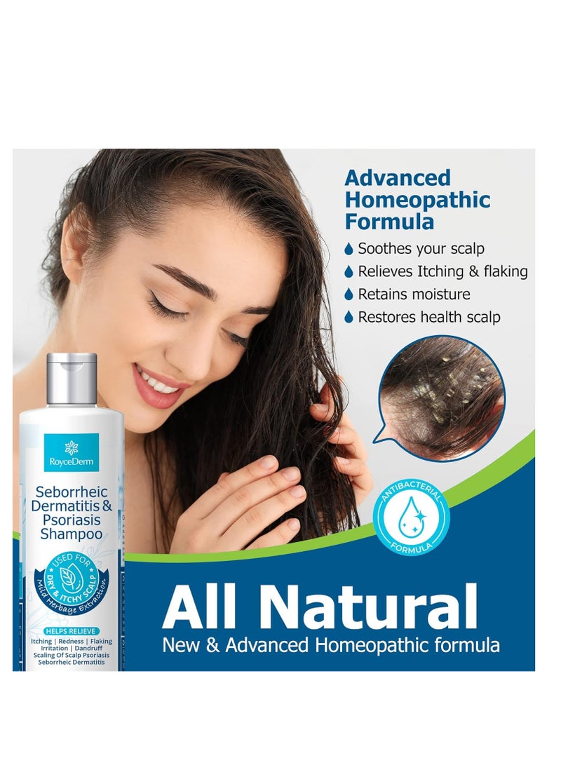 Roycederm Psoriasis Shampoo, Seborrheic Dermatitis Shampoo, Folliculitis Shampoo, Dandruff Shampoo, Scalp Psoriasis & Seborrheic Dermatitis Treatment, Dry Itchy Scalp Treatment