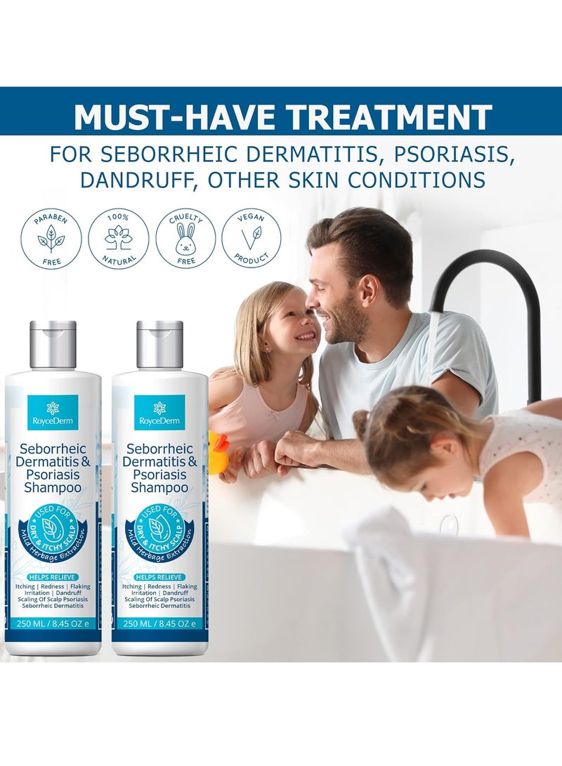 Roycederm Psoriasis Shampoo, Seborrheic Dermatitis Shampoo, Folliculitis Shampoo, Dandruff Shampoo, Scalp Psoriasis & Seborrheic Dermatitis Treatment, Dry Itchy Scalp Treatment