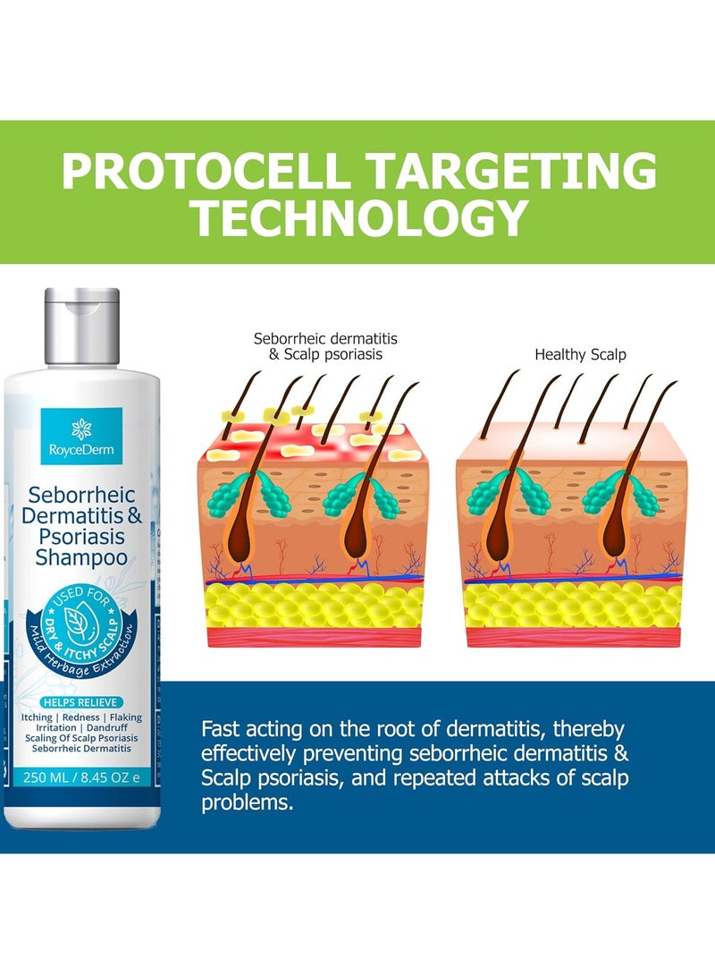 Roycederm Psoriasis Shampoo, Seborrheic Dermatitis Shampoo, Folliculitis Shampoo, Dandruff Shampoo, Scalp Psoriasis & Seborrheic Dermatitis Treatment, Dry Itchy Scalp Treatment