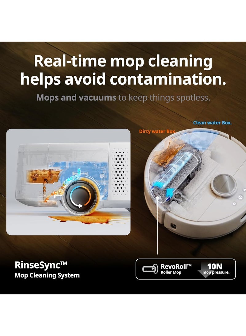 S10 Robot Vacuum and Mop with Dual Stations, Self Draining and Self Refilling, Auto Mop Washing/Drying, Liftable Mop, 6500Pa Suction, Self Emptying for 70 Days Hands-Free Cleaning